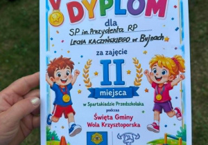 Dyplom za zajęcie II miejsca